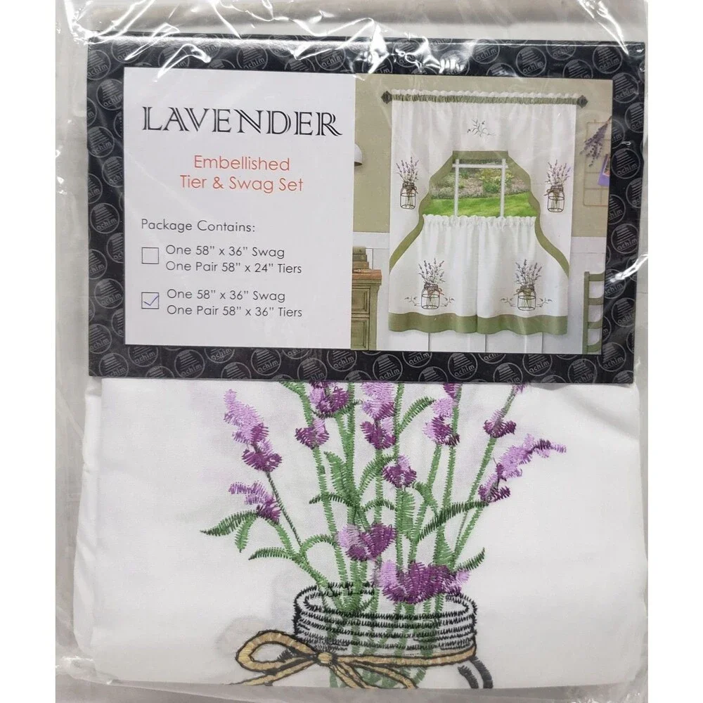 3pc. Embellished Curtains Set: 2 Tiers & Swag (58